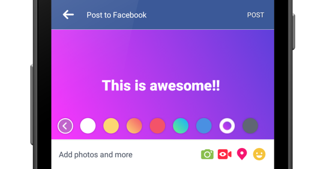 Facebook正测试新功能 将支持添加彩色背景色